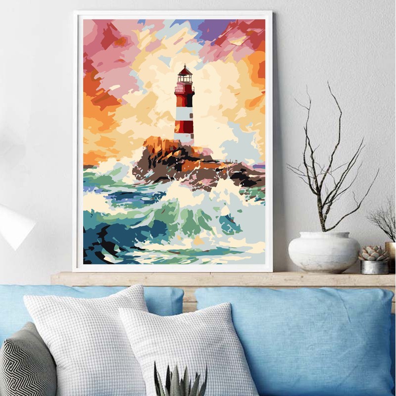 PINTAR POR NUMEROS FARO EN LA TORMENTA PINTAR POR NUMEROS FARO EN LA TORMENTA