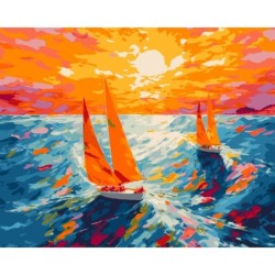 PINTAR POR NUMEROS VELEROS AL AMANECER PINTAR POR NUMEROS VELEROS AL AMANECER