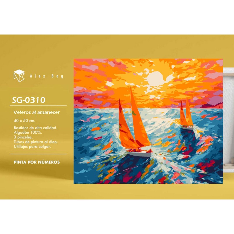 PINTAR POR NUMEROS VELEROS AL AMANECER PINTAR POR NUMEROS VELEROS AL AMANECER