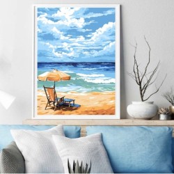 PINTAR POR NUMEROS PLAYA CON SOMBRILLA