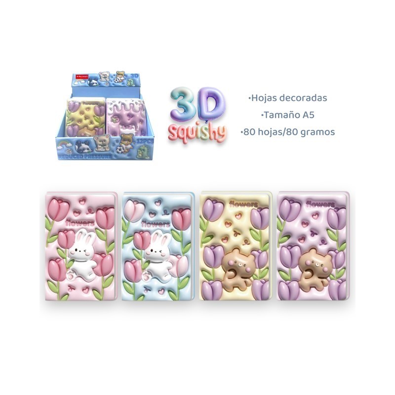 EXP.12 LIBRETAS 3D BEAR AND RABBIT,4 DISEÑOS EXP.12 LIBRETAS 3D BEAR AND RABBIT,4 DISEÑOS