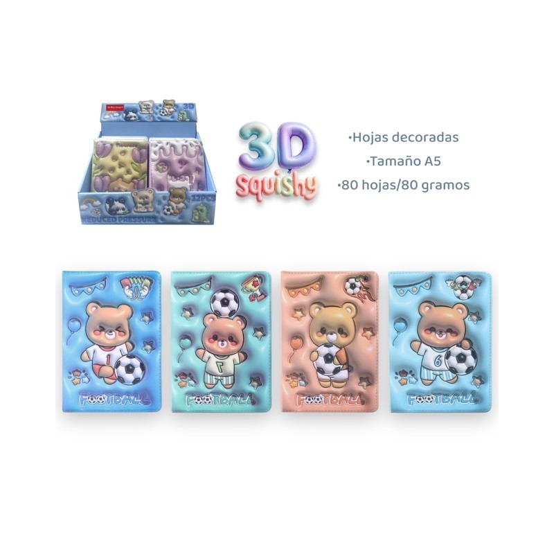 EXP.12 LIBRETAS 3D FUTBOL AND BEAR,4 DISEÑOS EXP.12 LIBRETAS 3D FUTBOL AND BEAR,4 DISEÑOS