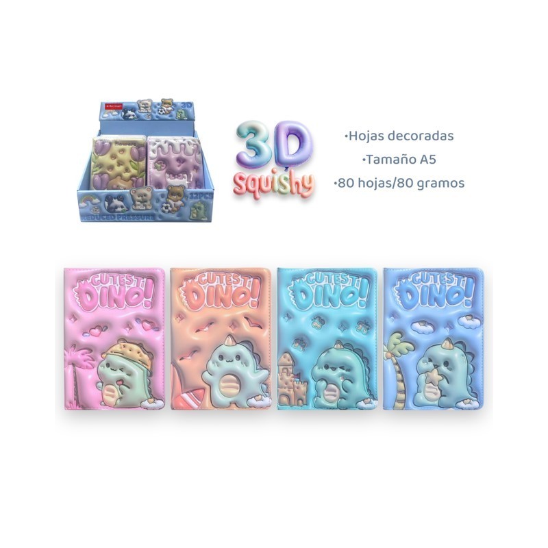 EXP.12 LIBRETAS 3D CUTEST DINO,4 DISEÑOS EXP.12 LIBRETAS 3D CUTEST DINO,4 DISEÑOS