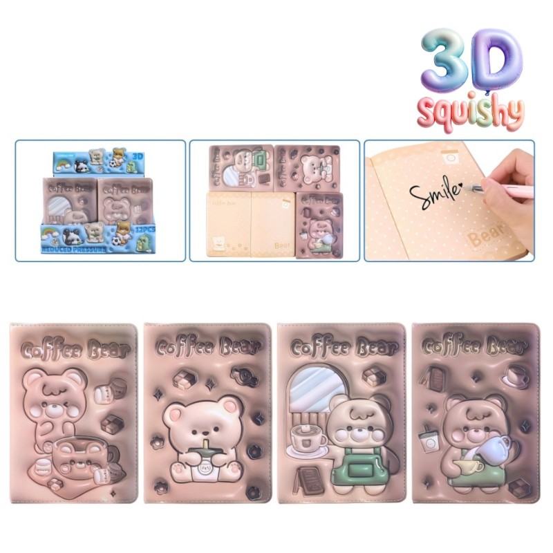 EXP.12 LIBRETAS 3D COFEE BEAR,4 DISEÑOS EXP.12 LIBRETAS 3D COFEE BEAR,4 DISEÑOS