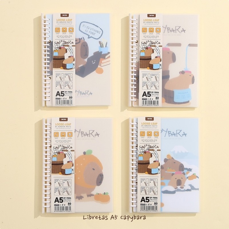 PACK 4 LIBRETAS A5 CAPYBARA BAÑO PACK 4 LIBRETAS A5 CAPYBARA BAÑO