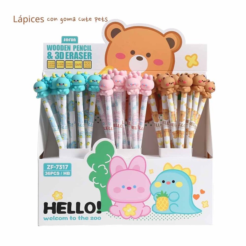 EXP.36 LAPICES CON GOMA 3D BEAR AND FRIENDS EXP.36 LAPICES CON GOMA 3D BEAR AND FRIENDS