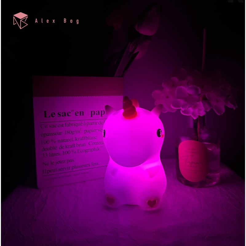 LAMPARA SILICONA UNICORN CAMBIO COLOR RGB LAMPARA SILICONA UNICORN CAMBIO COLOR RGB