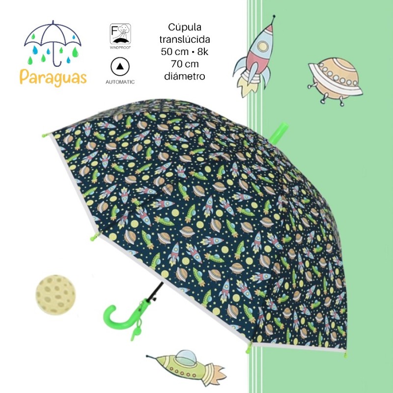 PARAGUAS INFANTIL AUTOMATICO SOLID COL.,4 DISEÑOS PARAGUAS INFANTIL AUTOMATICO SOLID COL.,4 DISEÑOS