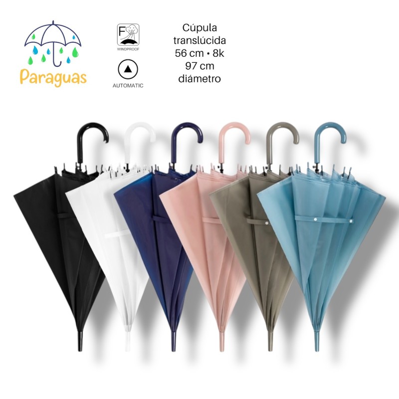 PARAGUAS AUTOMATICO 6 COLORES SOLIDOS CLASICOS PARAGUAS AUTOMATICO 6 COLORES SOLIDOS CLASICOS