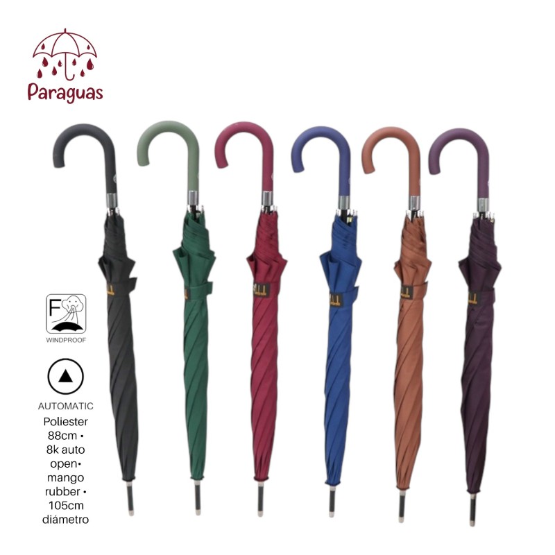 PARAGUAS ADULTO AUTOMATICO 6 COLORES SOLIDOS PARAGUAS ADULTO AUTOMATICO 6 COLORES SOLIDOS