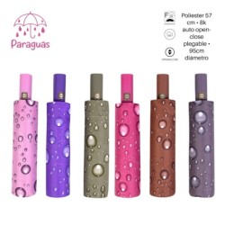 PARAGUAS AUT.PLEGABLE 6 COL.GOTAS LLUVIA PARAGUAS AUT.PLEGABLE 6 COL.GOTAS LLUVIA