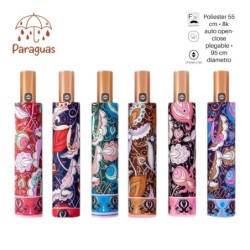 PARAGUAS AUT.PLEGABLE MANGO ORO 6 COL. ARABESCOS PARAGUAS AUT.PLEGABLE MANGO ORO 6 COL. ARABESCOS