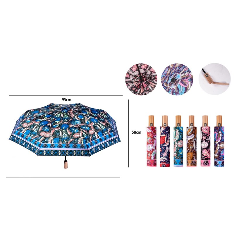 PARAGUAS AUT.PLEGABLE MANGO ORO 6 COL. ARABESCOS PARAGUAS AUT.PLEGABLE MANGO ORO 6 COL. ARABESCOS