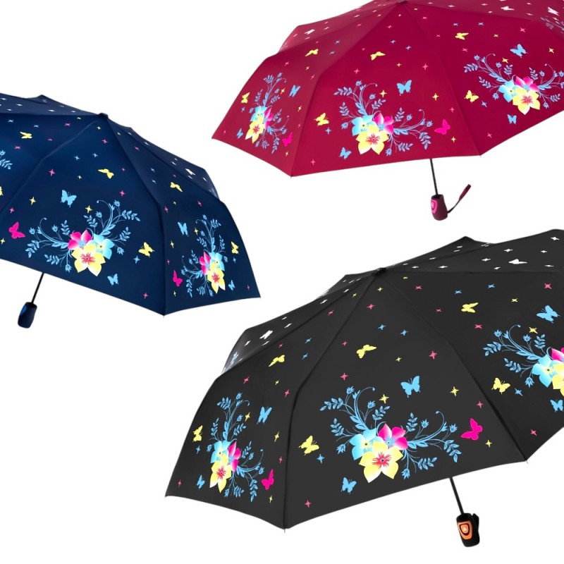 PARAGUAS PLEGABLE AUT. CAMBIO COLOR FLOWERS 3 COL PARAGUAS PLEGABLE AUT. CAMBIO COLOR FLOWERS 3 COL
