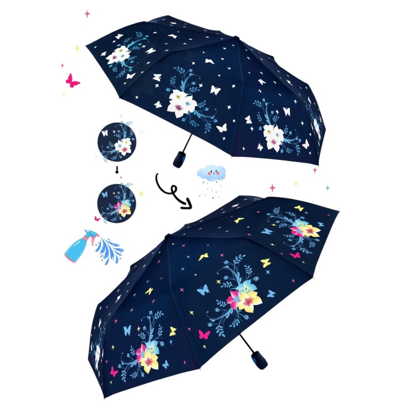 PARAGUAS PLEGABLE AUT. CAMBIO COLOR FLOWERS 3 COL PARAGUAS PLEGABLE AUT. CAMBIO COLOR FLOWERS 3 COL