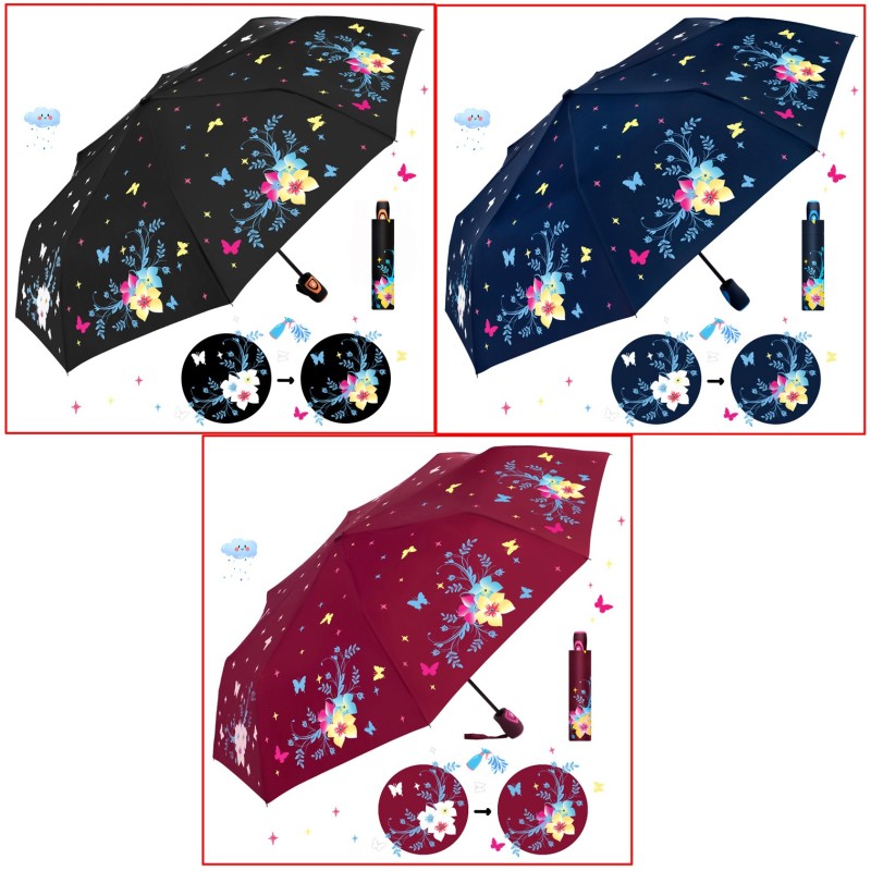 PARAGUAS PLEGABLE AUT. CAMBIO COLOR FLOWERS 3 COL PARAGUAS PLEGABLE AUT. CAMBIO COLOR FLOWERS 3 COL