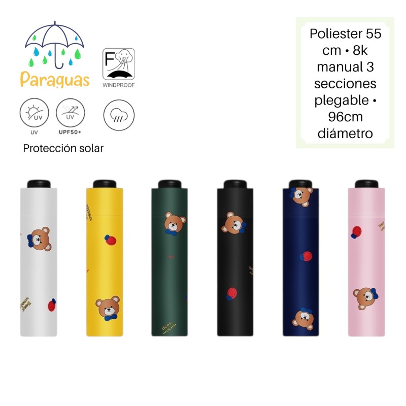 PARAGUAS AUT. PLEGABLE BEAR AND LADY BUG 6 COL. PARAGUAS AUT. PLEGABLE BEAR AND LADY BUG 6 COL.