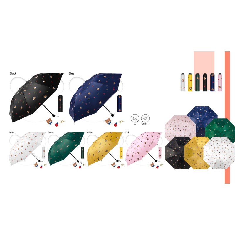 PARAGUAS AUT. PLEGABLE BEAR AND LADY BUG 6 COL. PARAGUAS AUT. PLEGABLE BEAR AND LADY BUG 6 COL.