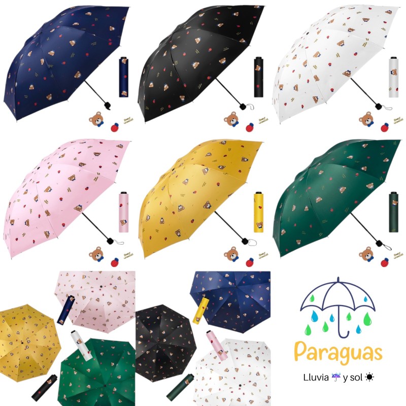 PARAGUAS AUT. PLEGABLE BEAR AND LADY BUG 6 COL. PARAGUAS AUT. PLEGABLE BEAR AND LADY BUG 6 COL.