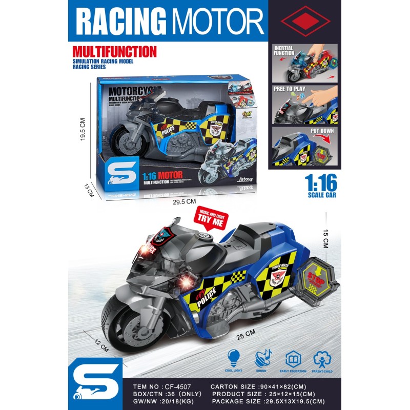 MOTO MULTIFUNCION ESCALA 1:16 LUZ Y SONIDO POLICIA MOTO MULTIFUNCION ESCALA 1:16 LUZ Y SONIDO POLICIA