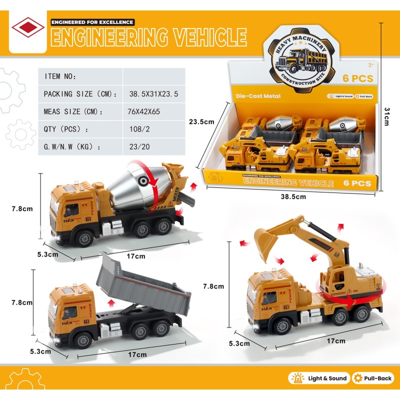 EXP.6 CAMIONES CONSTRUCCION PULL BACK LUZ Y SONIDO EXP.6 CAMIONES CONSTRUCCION PULL BACK LUZ Y SONIDO