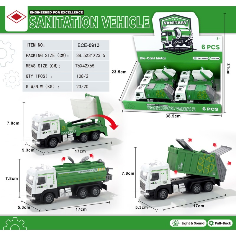 EXP.6 CAMIONES ECO PULL BACK LUZ Y SONIDO ,3 MOD EXP.6 CAMIONES ECO PULL BACK LUZ Y SONIDO ,3 MOD