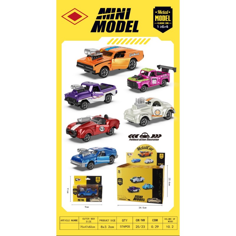 EXP.48 COCHES CORTOS VINTAGE PULL BACK,6 MODELOS EXP.48 COCHES CORTOS VINTAGE PULL BACK,6 MODELOS