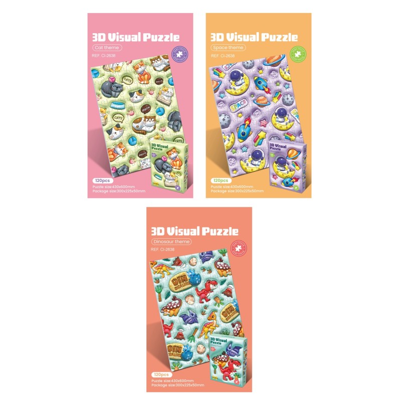 PUZZLE 3 D VISUAL ESPACE,DINOS,CATS PUZZLE 3 D VISUAL ESPACE,DINOS,CATS