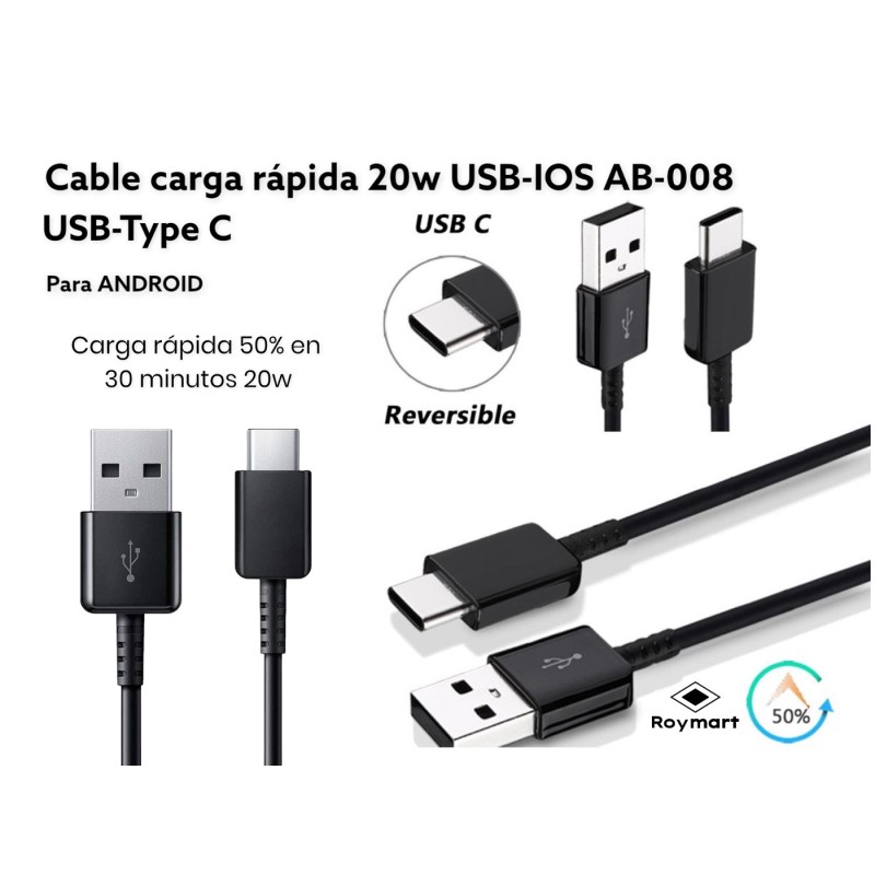 CABLE DE CARGA USB-C PARA ANDROID 9,5 x 6,5 x 2,5 cm CABLE DE CARGA USB-C PARA ANDROID 9,5 x 6,5 x 2,5 cm