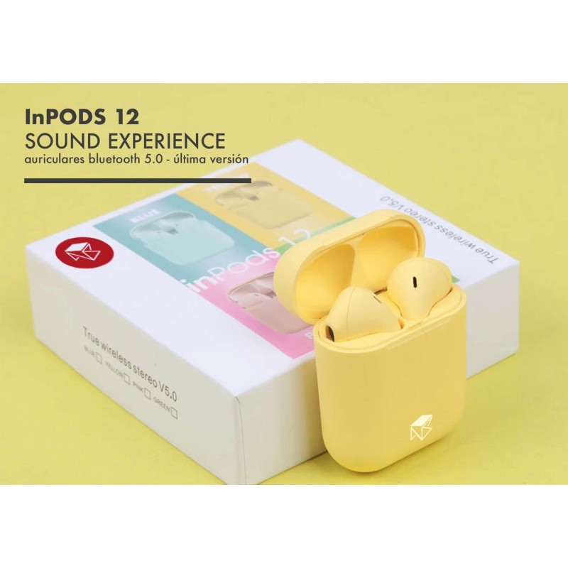 AURICULARES INPODS 12 BLUETOTH 5.0 8 COL. 5,5 x 4,3 x 2 cm. AURICULARES INPODS 12 BLUETOTH 5.0 8 COL. 5,5 x 4,3 x 2 cm.