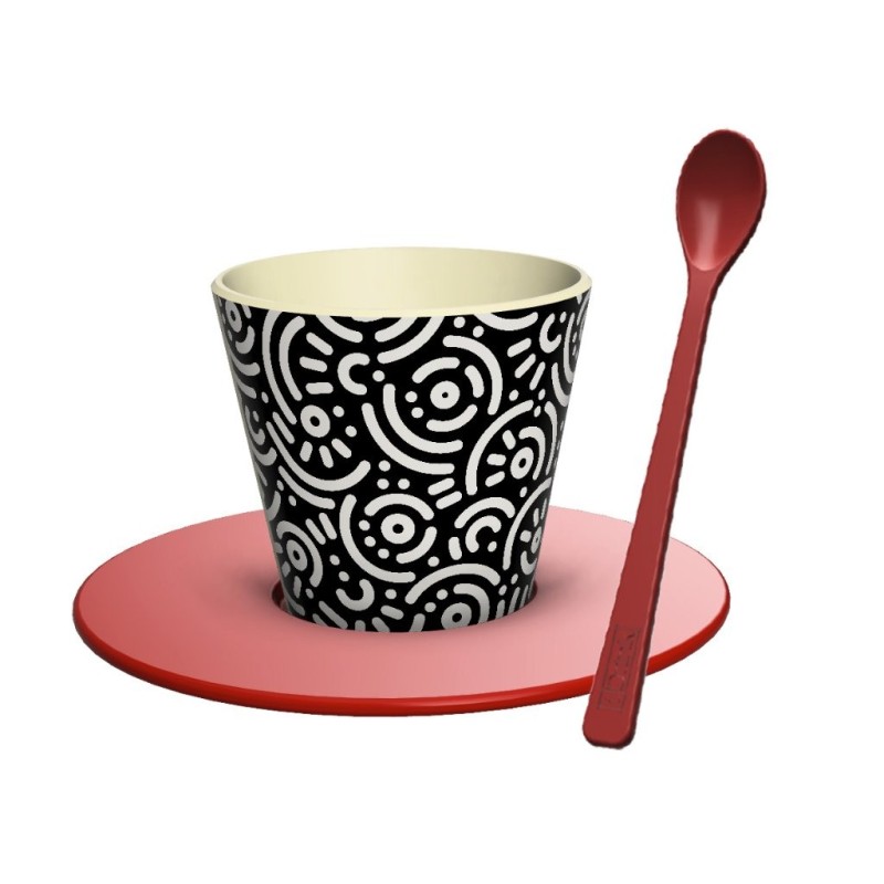 Set de Taza, Cuchara y Plato RPET GEOMETRIC Set de Taza, Cuchara y Plato RPET GEOMETRIC