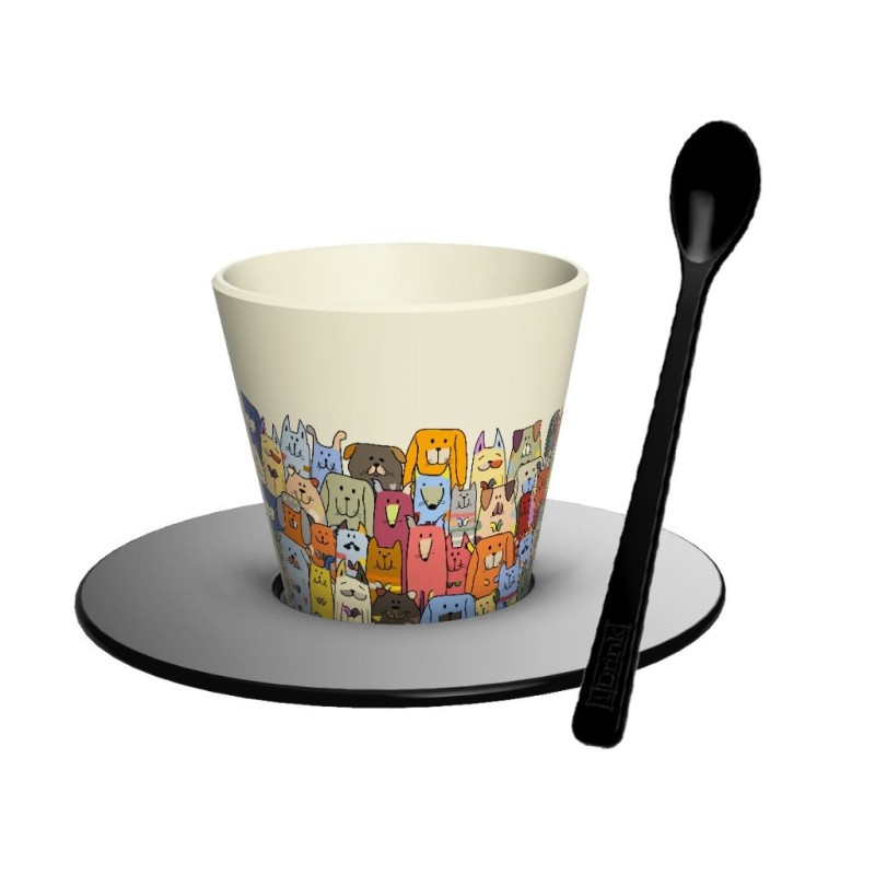 Set de Taza, Cuchara y Plato RPET STAY PAWSITIVE Set de Taza, Cuchara y Plato RPET STAY PAWSITIVE