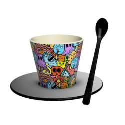 Set de Taza, Cuchara y Plato RPET DOODLE