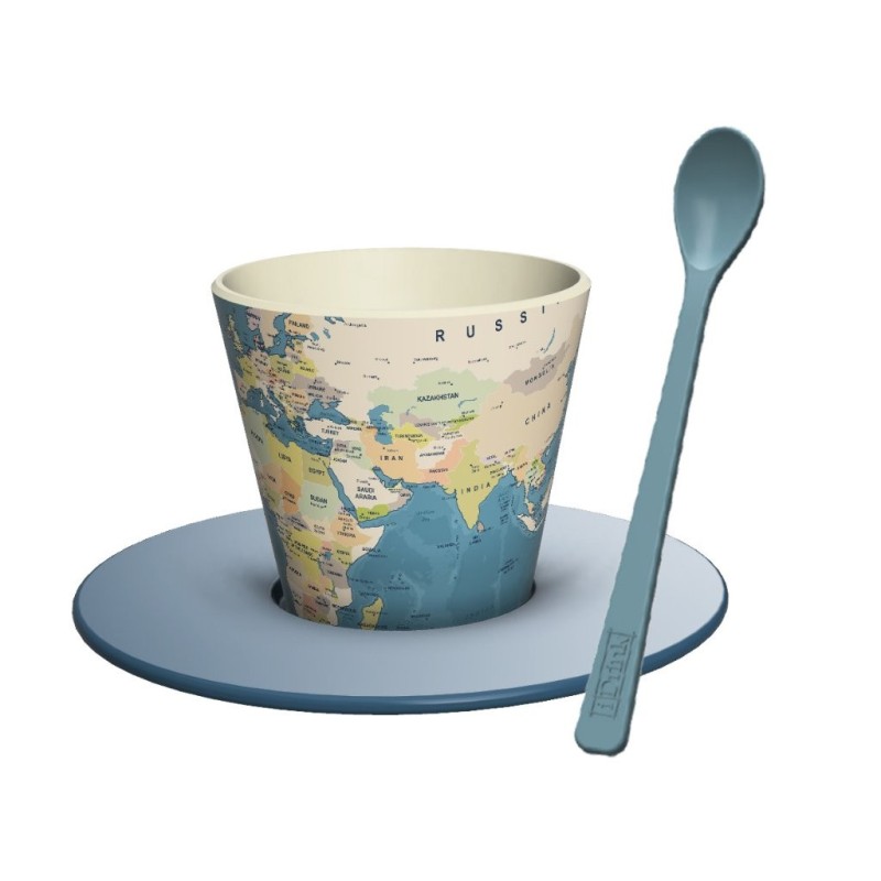 Set de Taza, Cuchara y Plato RPET BLUE MAPS Set de Taza, Cuchara y Plato RPET BLUE MAPS