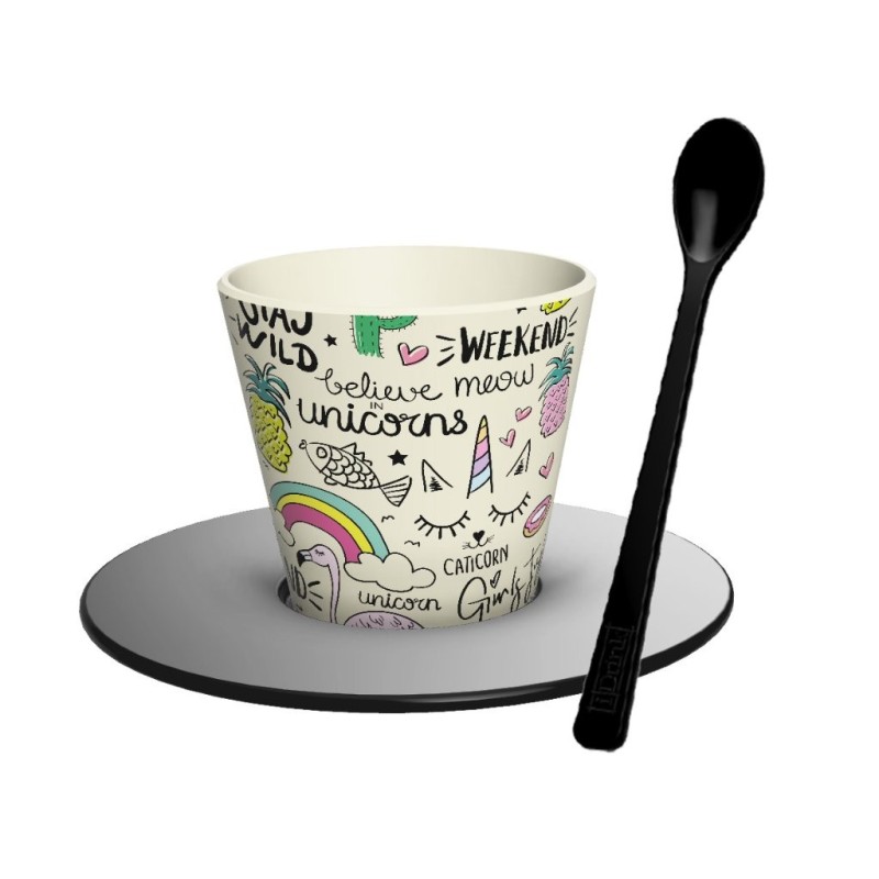 Set de Taza, Cuchara y Plato RPET UNICORN Set de Taza, Cuchara y Plato RPET UNICORN