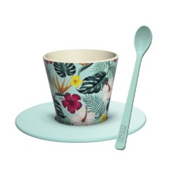 Set de Taza, Cuchara y Plato RPET TROPICAL VIBES