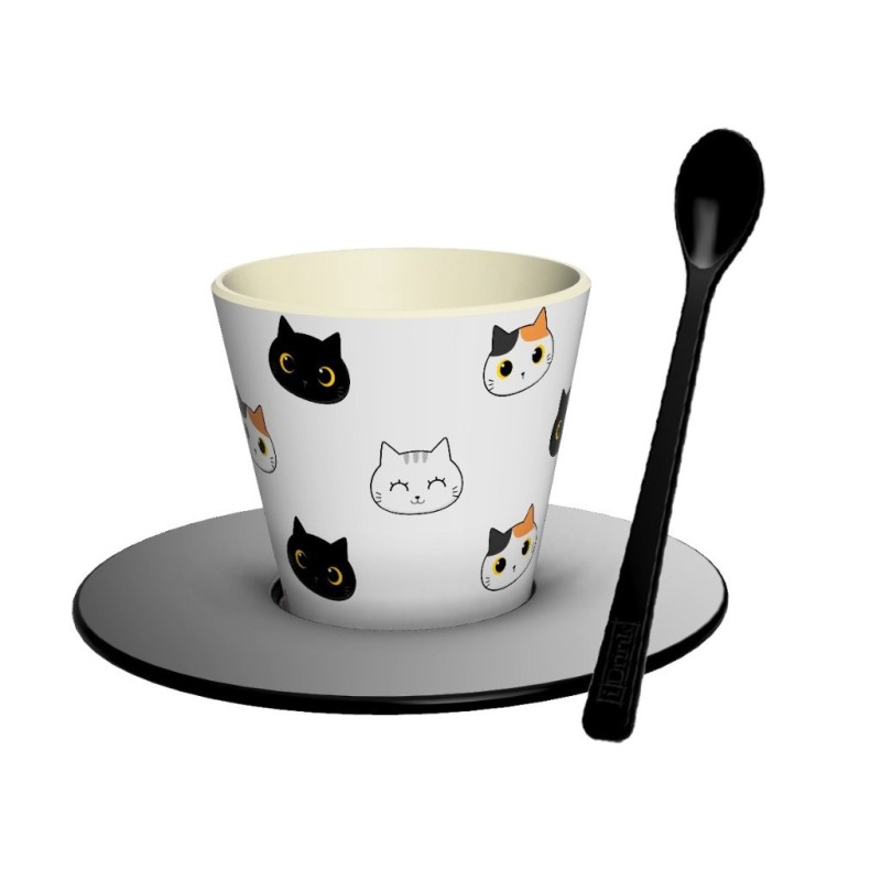 Set de Taza, Cuchara y Plato RPET CAT Set de Taza, Cuchara y Plato RPET CAT