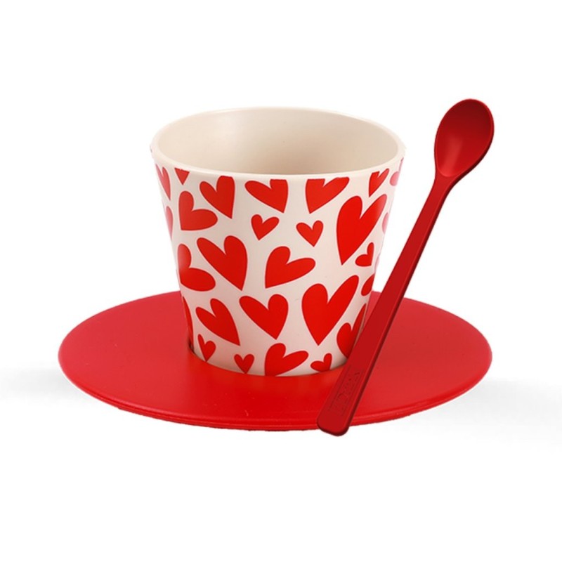 Set de Taza, Cuchara y Plato RPET FOLLOW YOUR HEART Set de Taza, Cuchara y Plato RPET FOLLOW YOUR HEART
