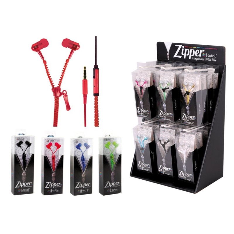 Auriculares con cremallera - expositor 24 uds Auriculares con cremallera - expositor 24 uds