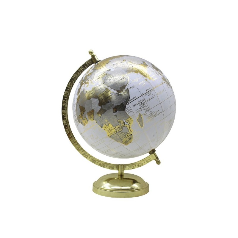 Globo 20 cm blanco y dorado Globo 20 cm blanco y dorado