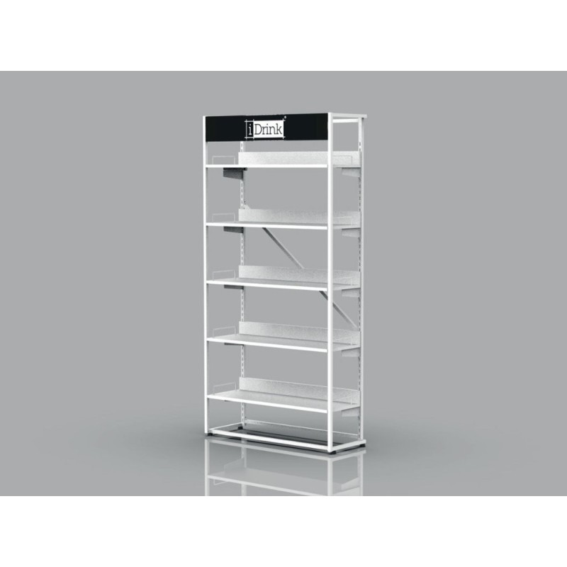 Expositor de madera y metal blanco Expositor de madera y metal blanco