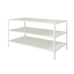 Mesa expositora de madera blanca