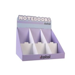 Expositor de cartón de sobremesa para libretas o diarios