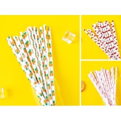Set de 20 Pajitas de Papel con diseños mixtos Set de 20 Pajitas de Papel con diseños mixtos