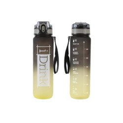 Botella Tritan 1000 ml negra y amarilla