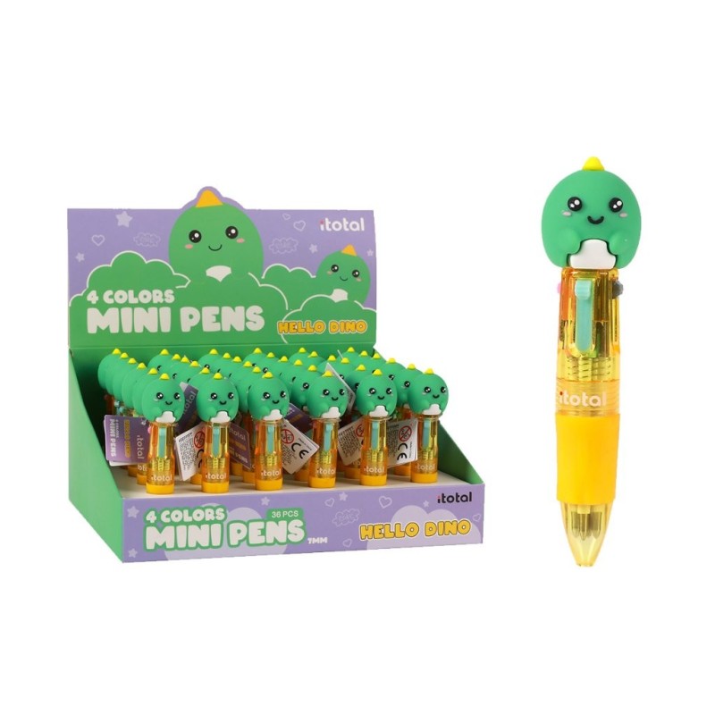 Mini Bolígrafo 4 en 1 HELLO DINO - expositor 36 uds Mini Bolígrafo 4 en 1 HELLO DINO - expositor 36 uds