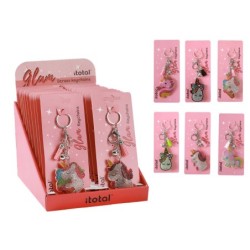 Llavero purpurina Unicornio - expositor 48 uds
