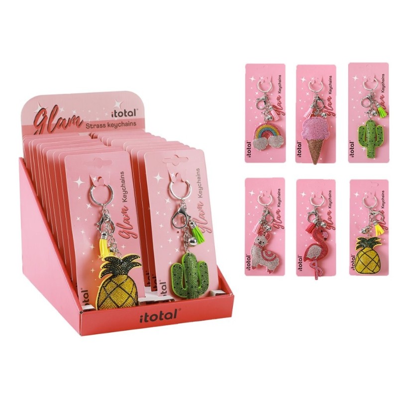 Llavero purpurina mixto - expositor 48 uds Llavero purpurina mixto - expositor 48 uds