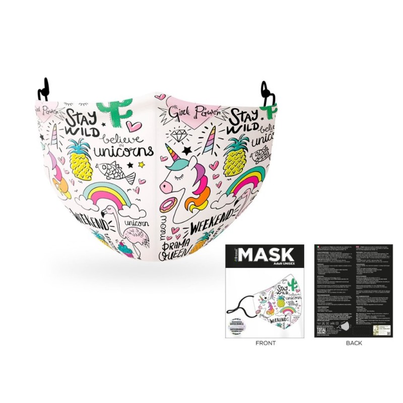 Máscara de cobertura de poliéster Unicornio Máscara de cobertura de poliéster Unicornio