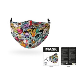 Máscara de cobertura de poliéster Graffiti Preto